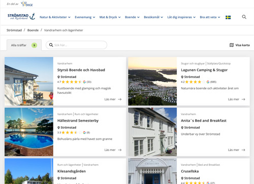 Skärmbild på Västsveriges hemsida